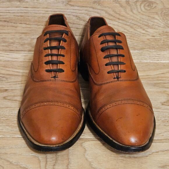 Stacy Adams Madison Oak Brown Leather Dress Shoes Oxford Cap Toe Mens Size 9.5 D - Picture 2 of 10